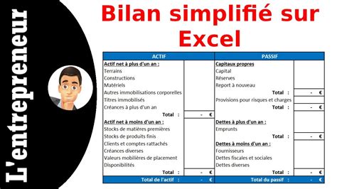 Faire un bilan simplifié sur Excel (+ modèle) - YouTube