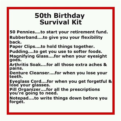 Turning 40 is a a big milestone. 50th Birthday Survival Kit.lol | Birthday survival kit ...
