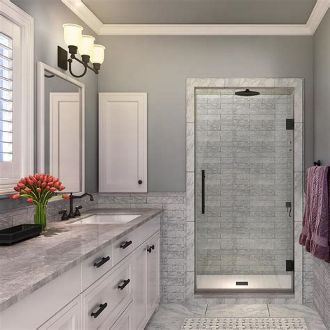 Because we handcraft each and every frameless shower enclosure, they truly are a custom creation. Aston Kinkade 33.75 - 34.25 in. x 72 in. Frameless Hinged ...