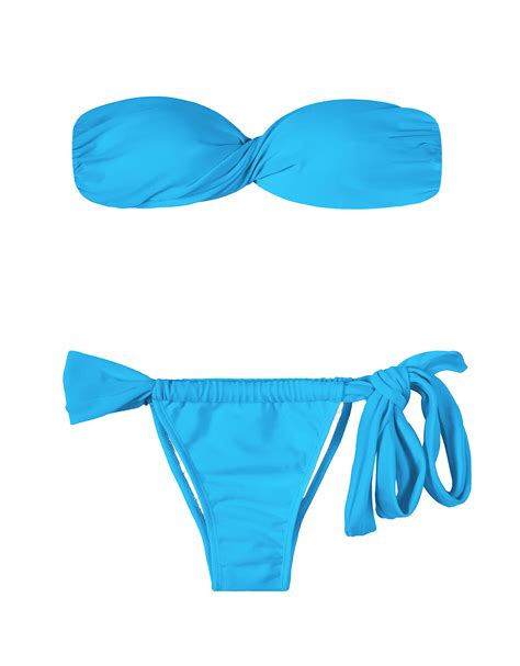 Bandeau Bikini Blau Und Originelles Unterteil Blue Torcido Lace