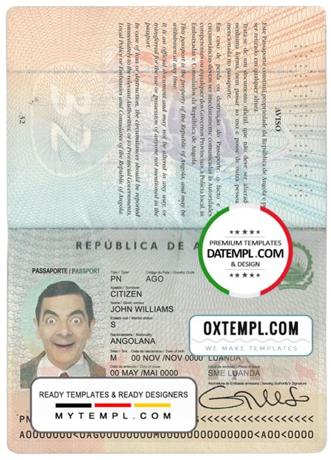 Angola Passport Template In Psd Format Fully Editable With All Fonts