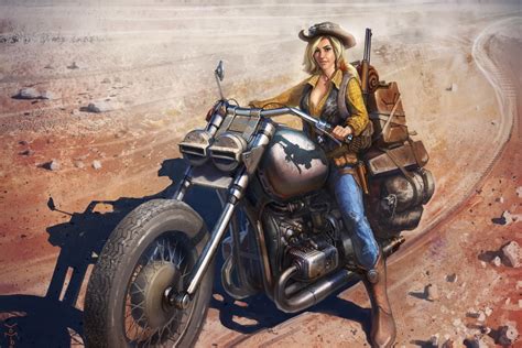Cool Girl Riding Motorcycle Tat021 Wall Art Fabric Poster Custom Print