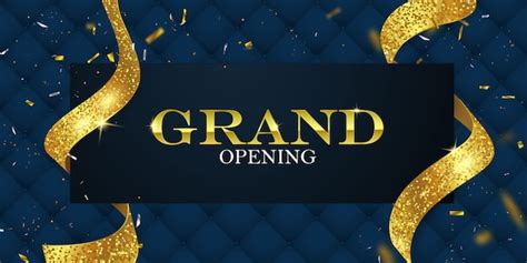 Premium Vector Grand Opening Card With Golden Ribbons