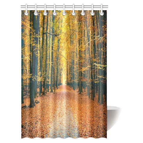 Mypop Fall Trees Shower Curtain Nature Theme Bright Autumn Forest A
