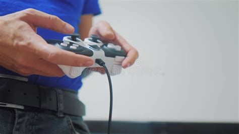 Man Concept Playing Gamepad Hands Video Console On Tv Gamer Play Game