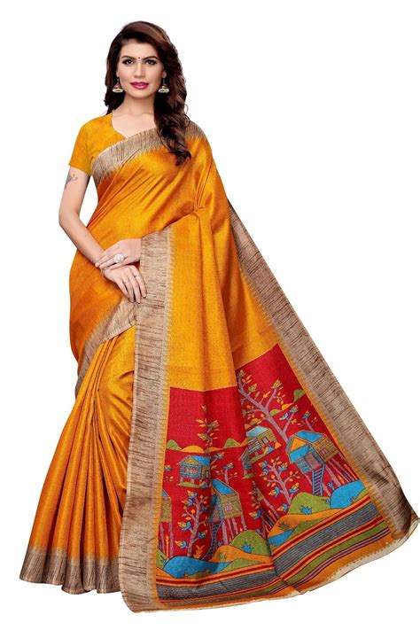Craftstribe Indian Khadi Silk Party Wear Traditional Bollywood Printed