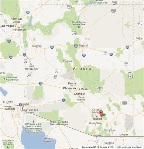 Saguaro National Park On Arizona Map