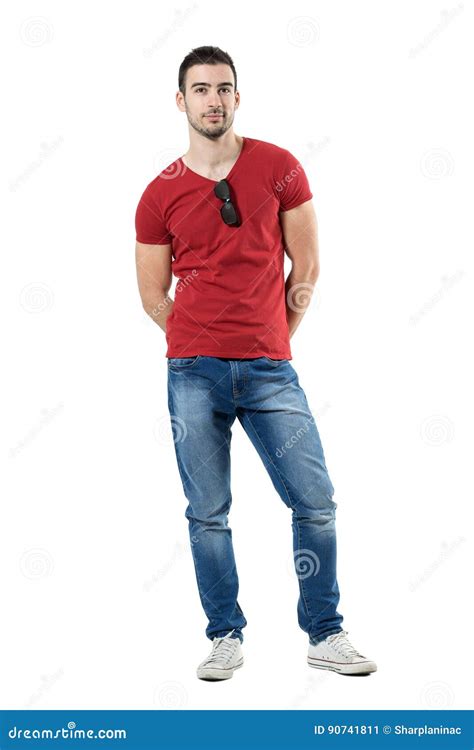 Cool Relaxed Young Casual Man With Sunglasses Hooked On Shirt Collar