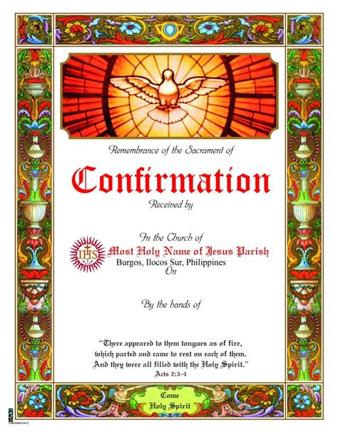 Confirmation Certificate Template