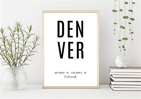 Denver Print, Denver Coordinates Printable, Denver Typography, Denver Wall Art, Denver City Name 