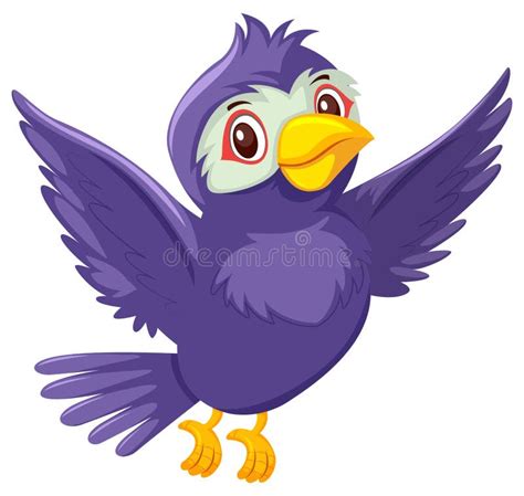 Cute Purple Bird Cartoon Character Stock Vector Illustration Of