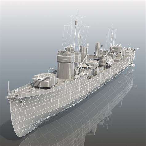 Japanese Destroyer Arashi 3d Model