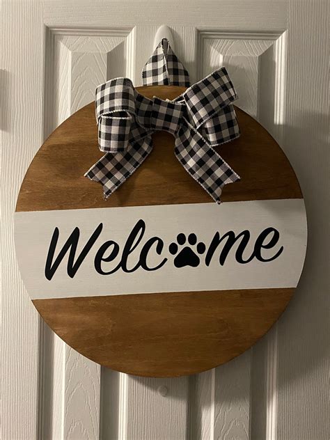 Welcome Sign Door sign Round Sign Wood Sign Wood Round | Etsy