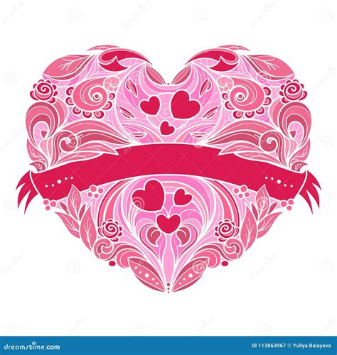Decorative Heart With Floral Pattern Stock Vector Illustration Of