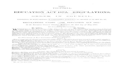 Education Act 1872 Regulations Victoria Education Act 1872