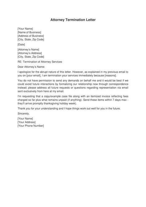 Sample Attorney Termination Letter Template Draft Destiny