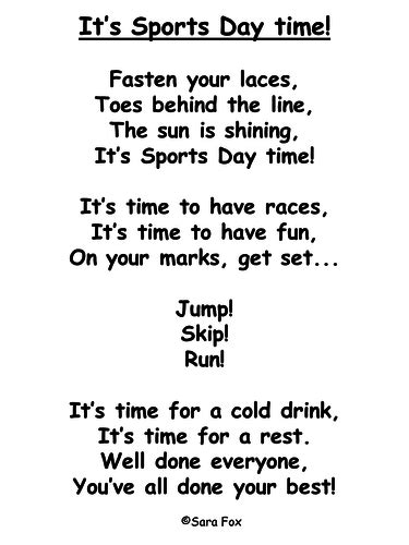Sports Day Poem And Activitiy Teaching Resources