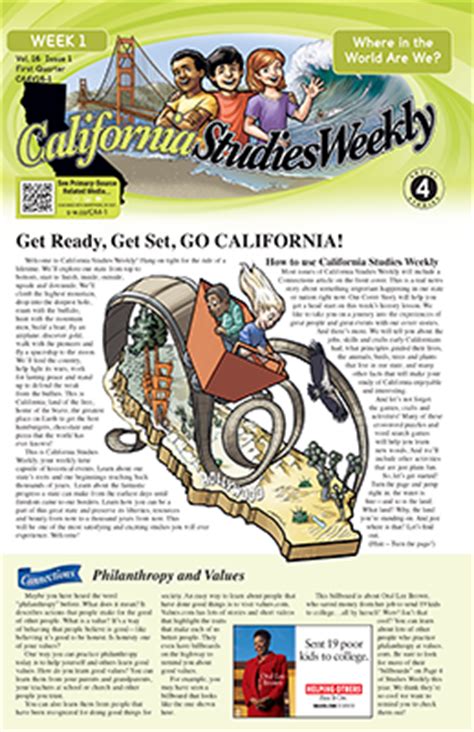 Print student copies (answers not marked). California Studies Weekly