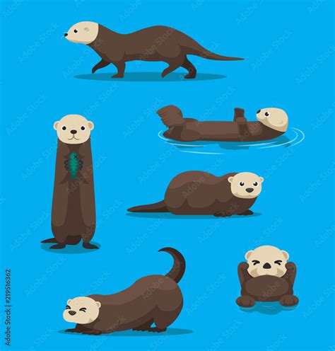 Cute Sea Otter Cartoon Vector Stock Vector Adobe Stock