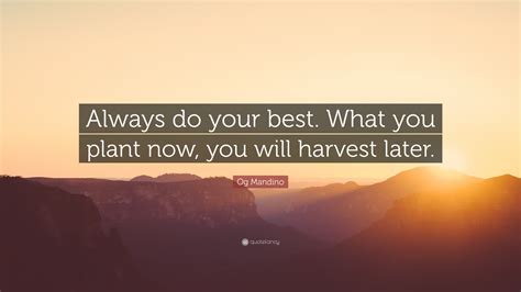 Og Mandino Quote “always Do Your Best What You Plant Now You Will