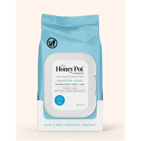The Honey Pot Company Feminine Wipes Sensitive Intimate Parts Body Face 30 Count En