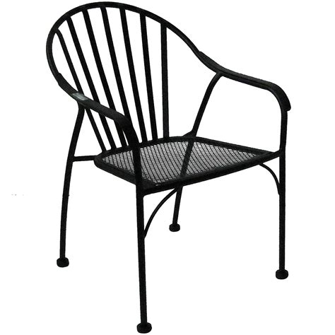 Black Wrought Iron Slat Patio Chair At Home
