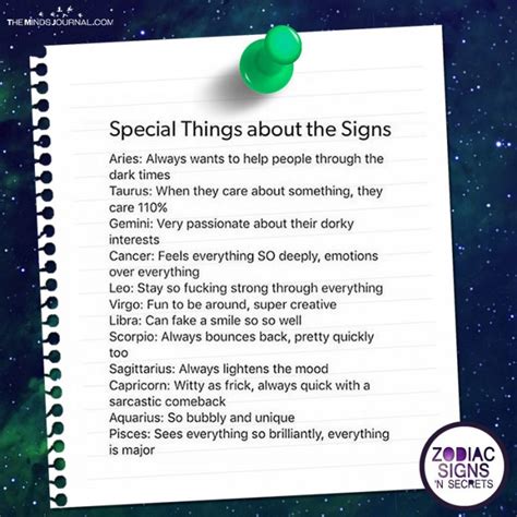 Cancer's true strength is in their sheer determination and unwillingness to quit when they want. Special Things About The Signs