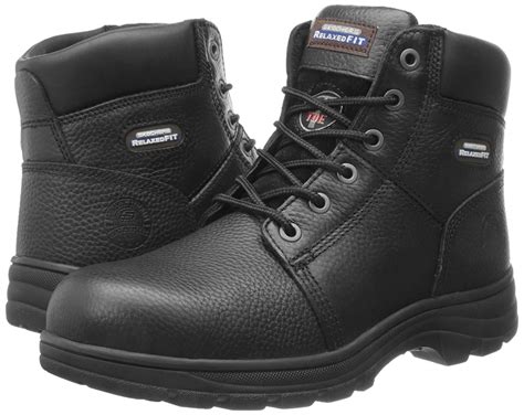 Skechers Mens 77009 Leather Steel Toe Lace Up Safety Shoes Black Size