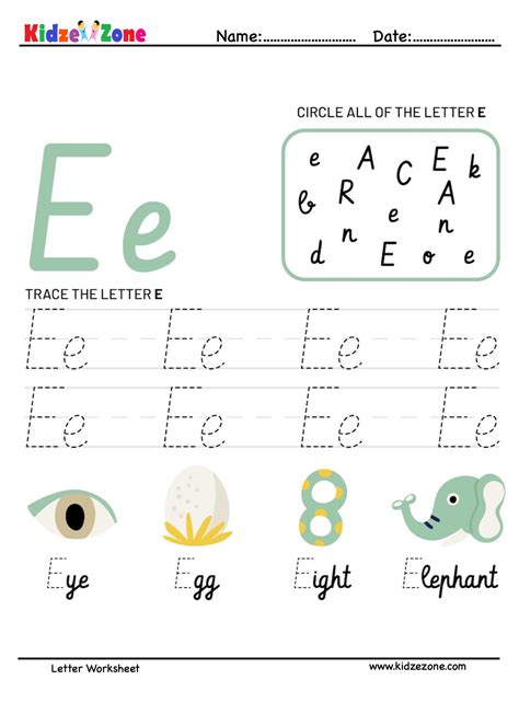 Tracing Letter E Worksheet Worksheets For Kindergarten