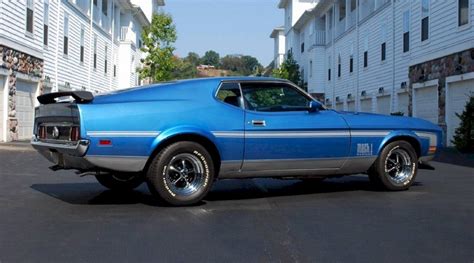 Bright Blue 1972 Mach 1 Ford Mustang Fastback