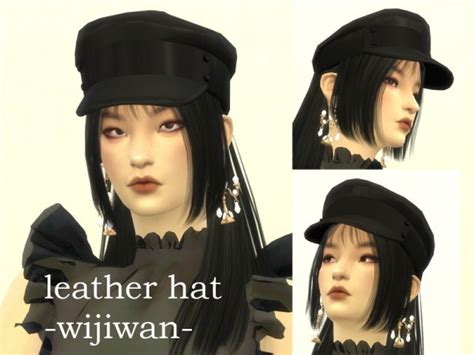 The Sims Resource Leather Hat By Wijiwan Sims 4 Downloads