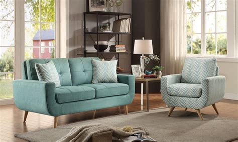 Deryn Living Room Set Teal Homelegance Furniture Cart