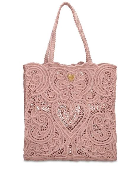 Dolce And Gabbana Tote Aus Macramé Beatrice In Pink Lyst De