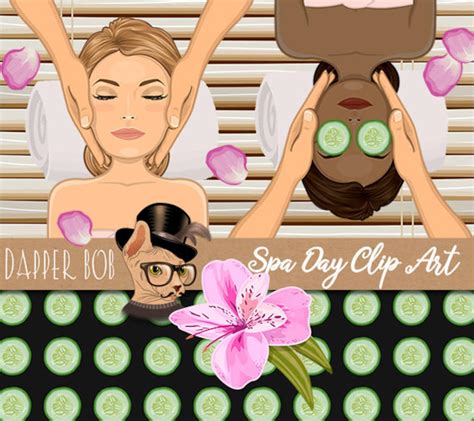 Spa Facial Massage Clipart Elements Png Graphics Clip Art Etsy