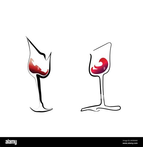 Two Stylized Red Wine Glasses Stock Vector Image And Art Alamy