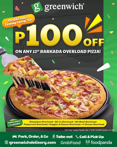 Greenwich P100 Off 12″ Pizza Today Only Manila On Sale