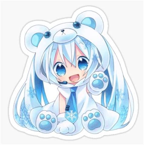 Kawaii Bear Girl Anime Sticker By Cedrek In 2021 Miku Hatsune Chibi