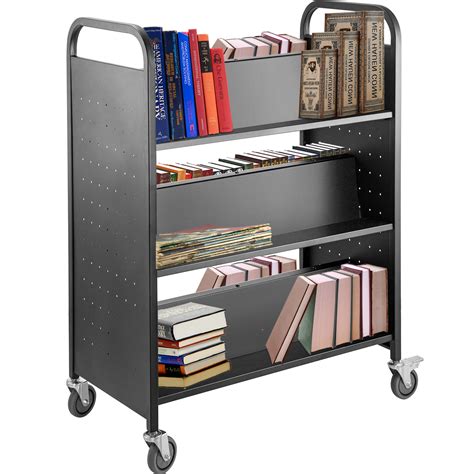 Vevor 200lbs Book Cart Library Cart 30x14x45 Inch Rolling Book Cart