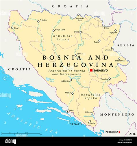 Bosnia And Herzegovina Political Map Stock Photo Alamy