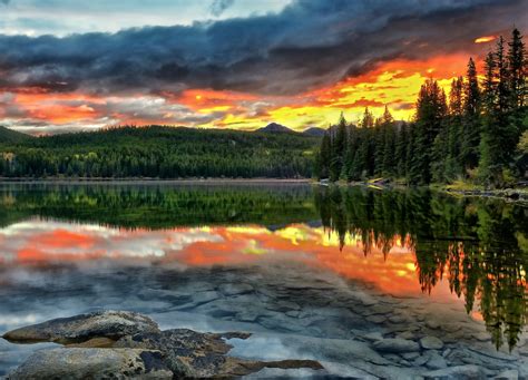 Wallpaper Landscape Sunset Lake Nature Reflection