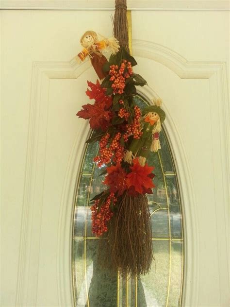 Fall Broom For The Door Fall Broom Grapevine Wreath Wreaths