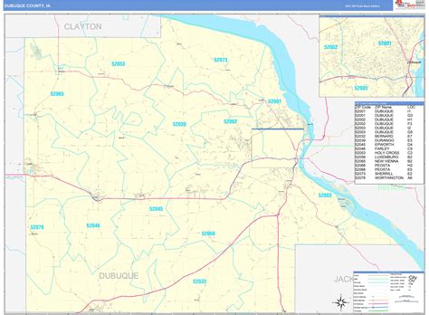 Dubuque County Ia Zip Code Wall Map Basic Style By Marketmaps
