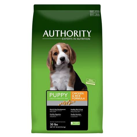 Hills science diet creates complete and balanced wet food in tins and sachets, as well as dry kibble. Authority® Puppy Food - Chicken and Rice size: 30 Lb ...