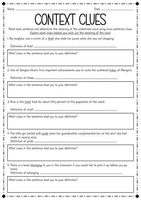 Context Clues Worksheet 2nd Grade