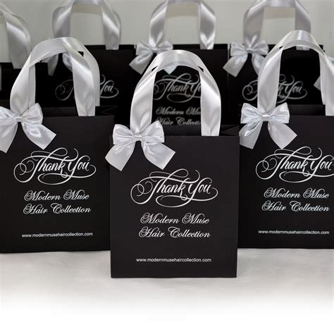 Logo Gift Bags With Satin Ribbon Handles And Bow Elegant Etsy