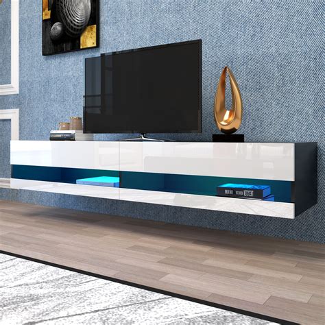20 Colored Led Lights Wall Mounted Floating Tv Stand Shelf Fit Up To