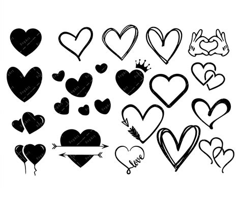 heart svg bundle png pdf simple hearts svg valentine day svg love svg doodle heart svg