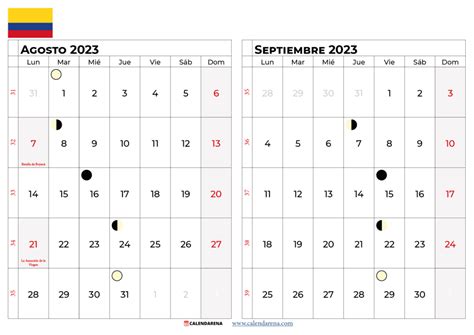 Descargar Calendario Agosto 2023 Colombia