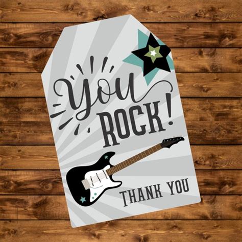 You Rock Printable Favor Tags Instant Download Rock Star Etsy