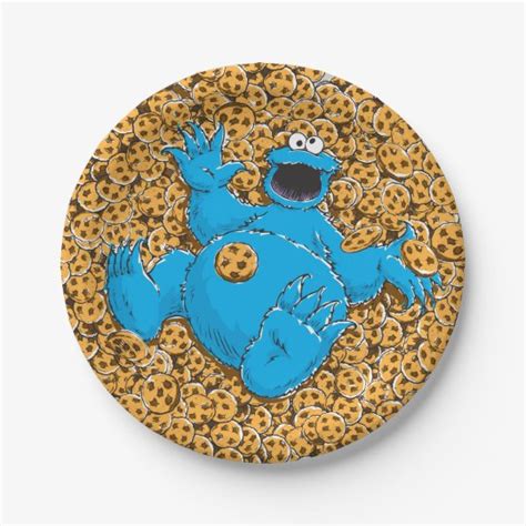Vintage Cookie Monster And Cookies Paper Plate